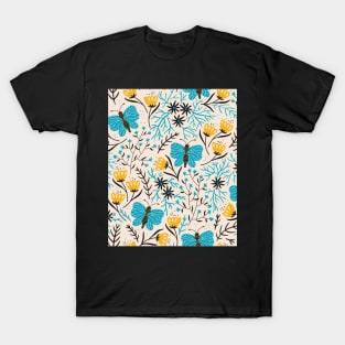 Flower And Butterfly Seamless Pattern T-Shirt